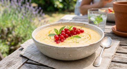 Recette Soupe de melon glacée au miel et groseilles